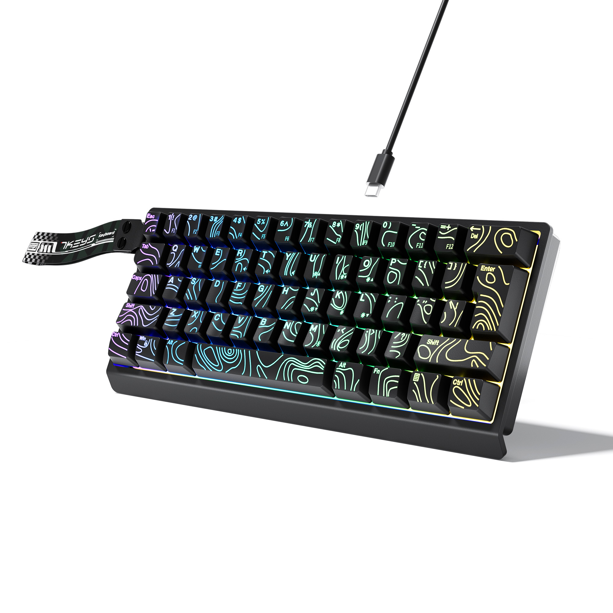 Gaming Keyboard Non Mechanical - 60% compact wired keyboard with RGB