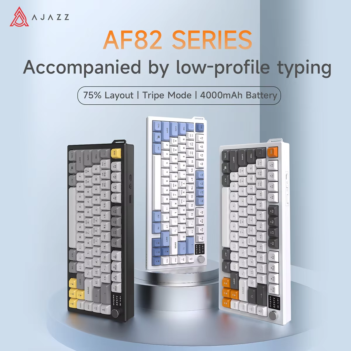 Gaming Keyboard Blue Switches - AJAZZ AF82 Low-Proflie Electrostatic Keyboard 4000mAh