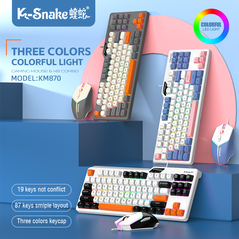 Gaming Keyboard Mouse Set - Wired Keyboard and Mouse Set，19-Key Rollover，Office/Gaming