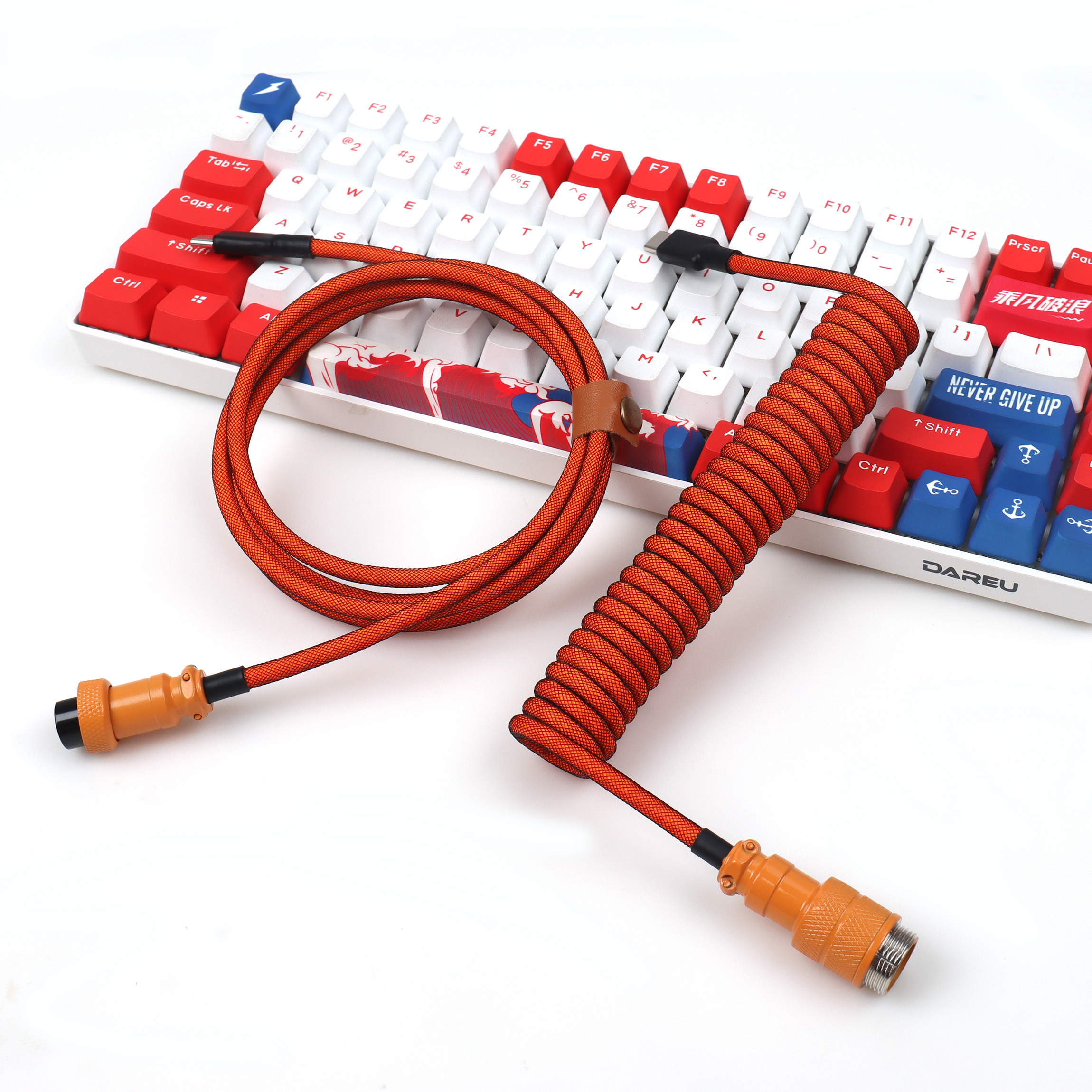 Gaming Keyboard Types - 【LANO】Orange Mechanical Keyboard Coiled Cable Type-C