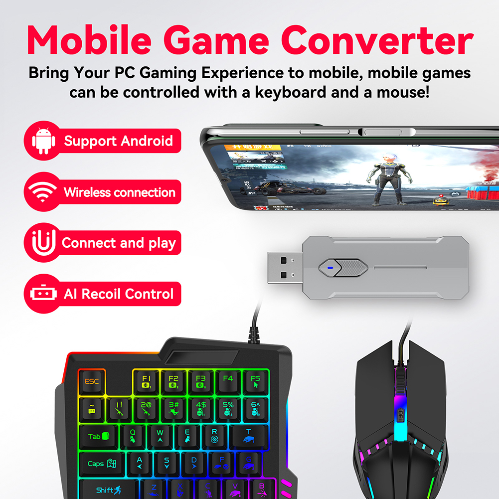 5 in 1 Mobile Game Converter K - Gaming Keyboard Mouse Set incelemesi ve fiyatı