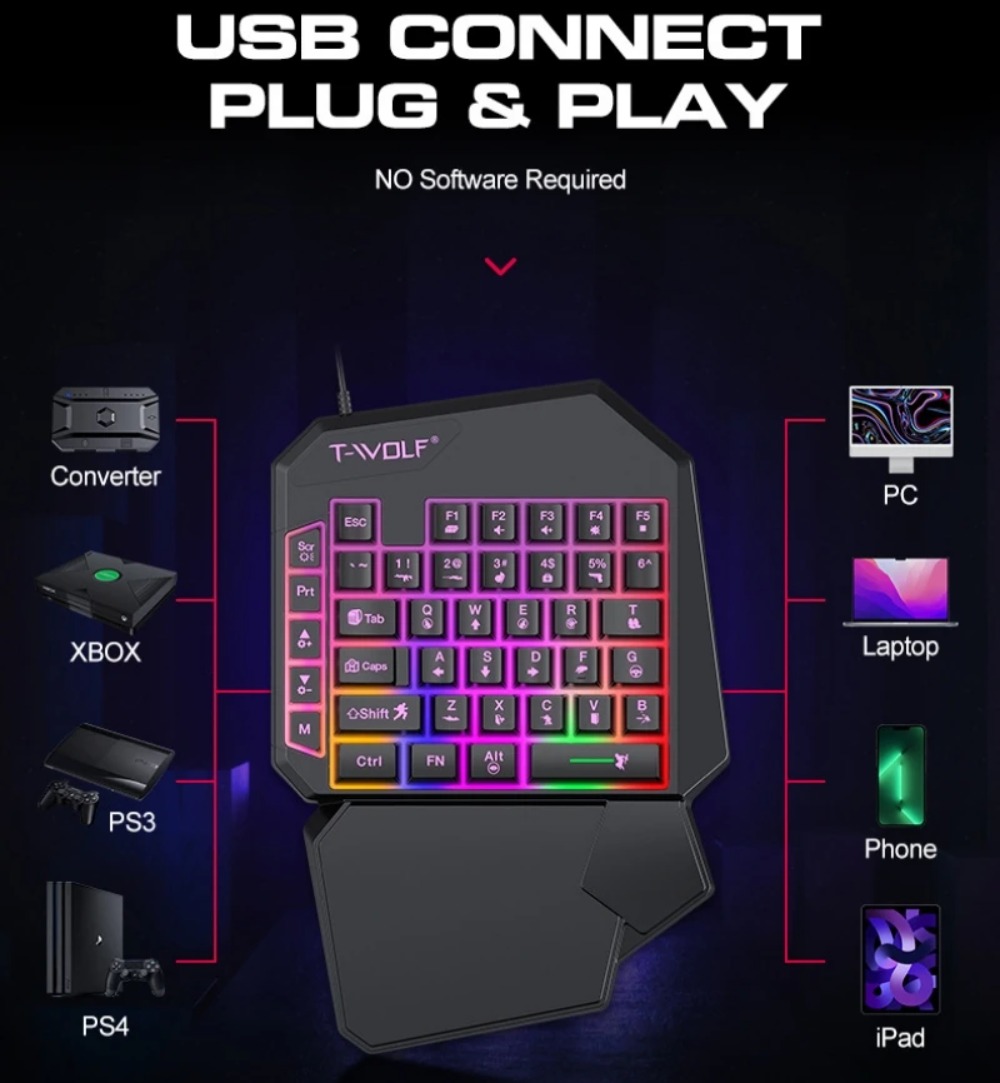 5 in 1 RGB Gaming Keyboard Mou - Gaming Keyboard 1 Hand incelemesi ve fiyatı