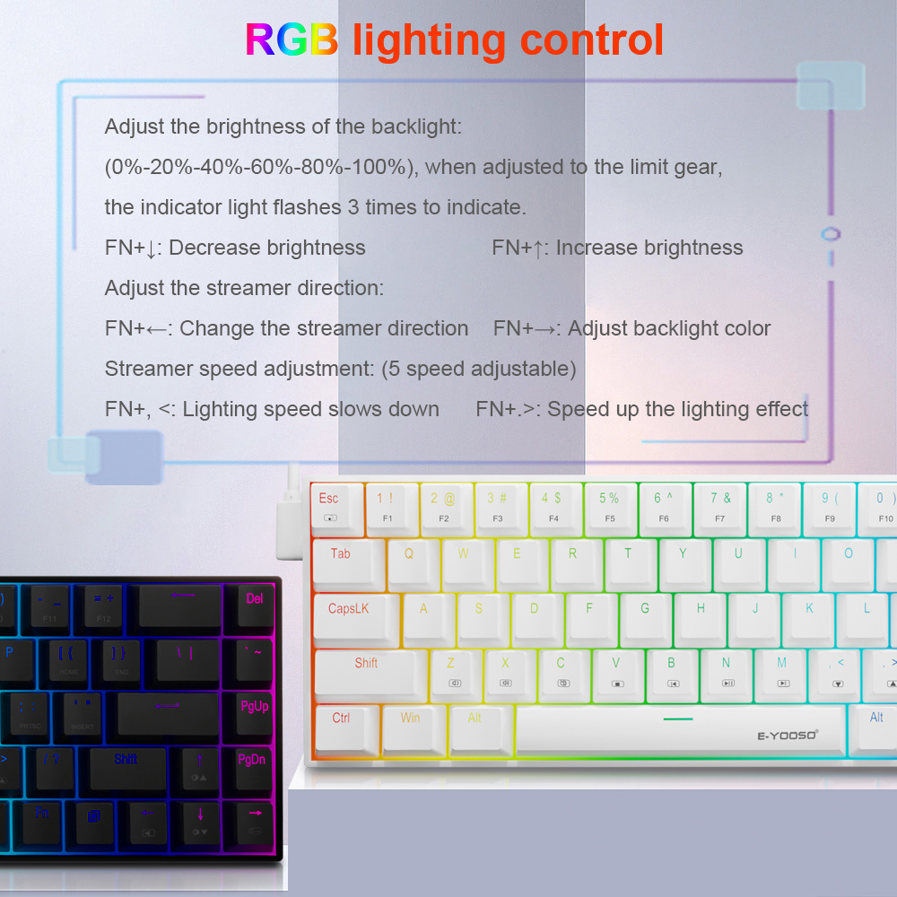 E-YOOSO Z686 RGB USB 60% Mini  - Gaming Keyboard Blue Switches incelemesi ve fiyatı