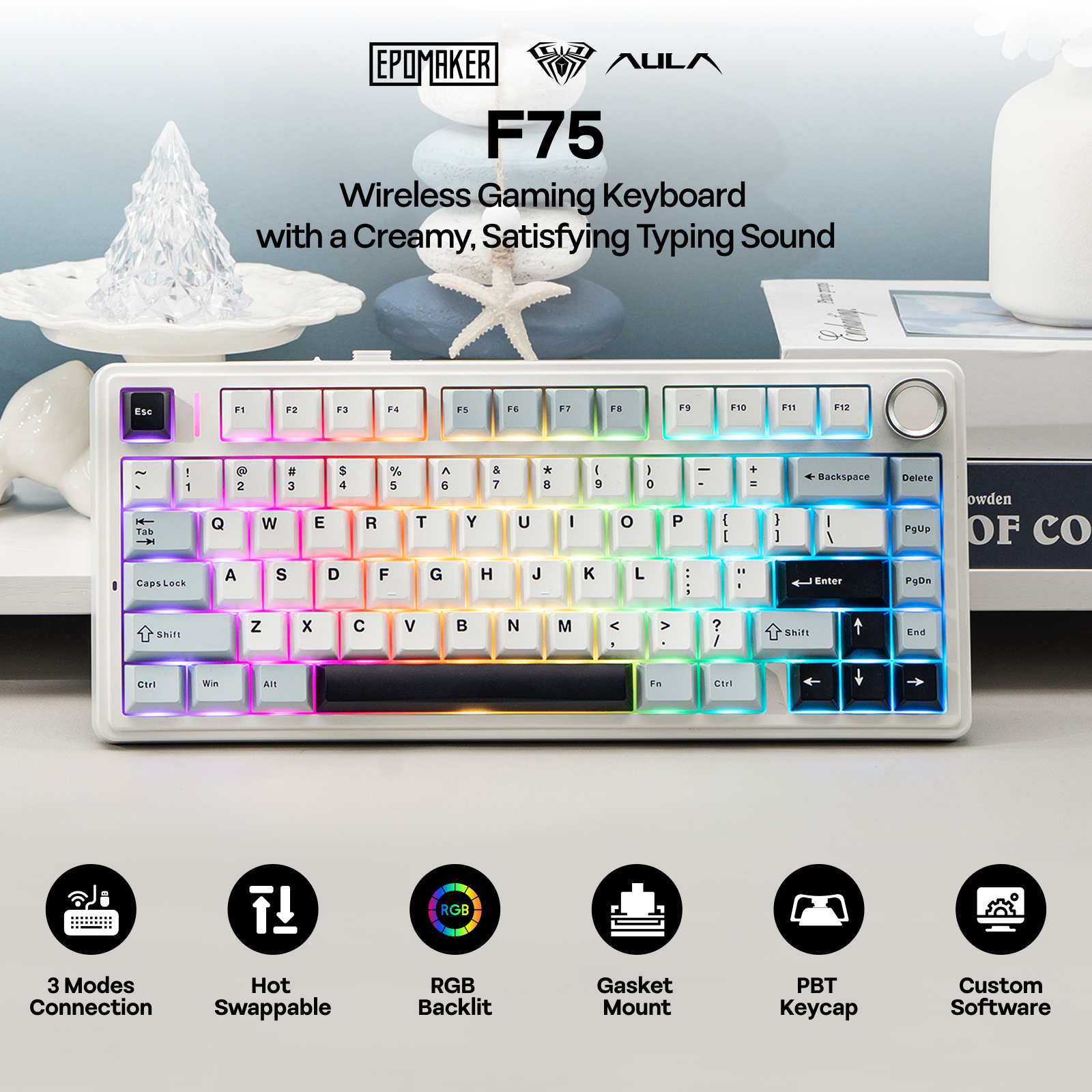 EPOMAKER x AULA F75 75% ANSI H - Gaming Keyboard Tkl incelemesi ve fiyatı
