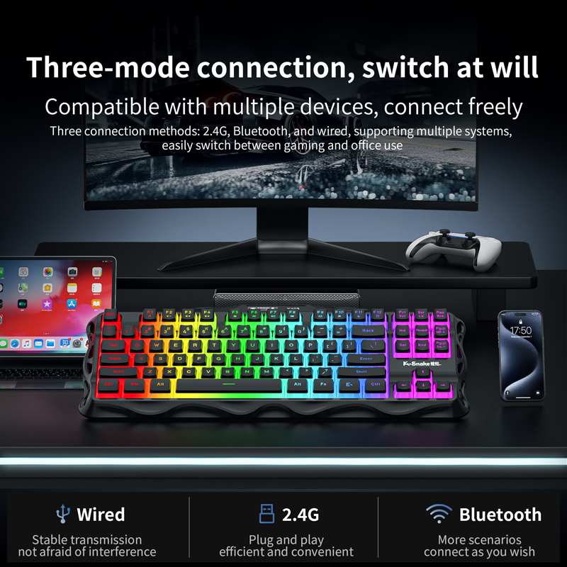 K-Snake 87 Keys Wireless Gamin - Gaming Keyboard Blue Switches incelemesi ve fiyatı