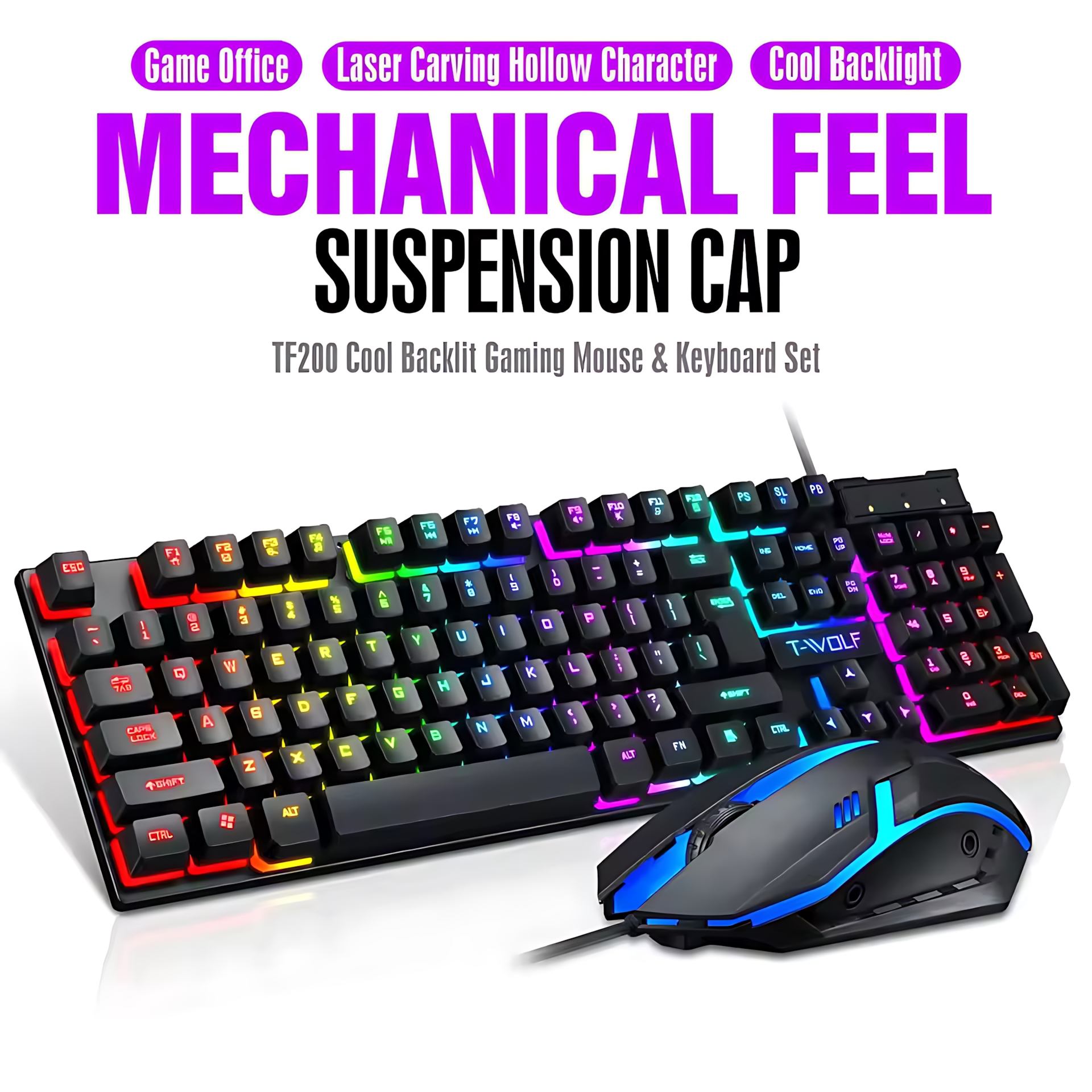 Rainbow Backlit Wired Keyboard - Gaming Keyboard Mouse Combo incelemesi ve fiyatı