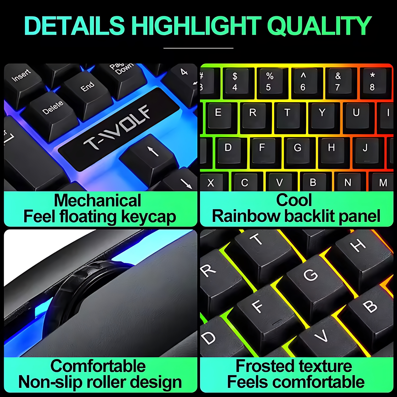 Rainbow Backlit Wired Keyboard - Gaming Keyboard Mouse Combo incelemesi ve fiyatı