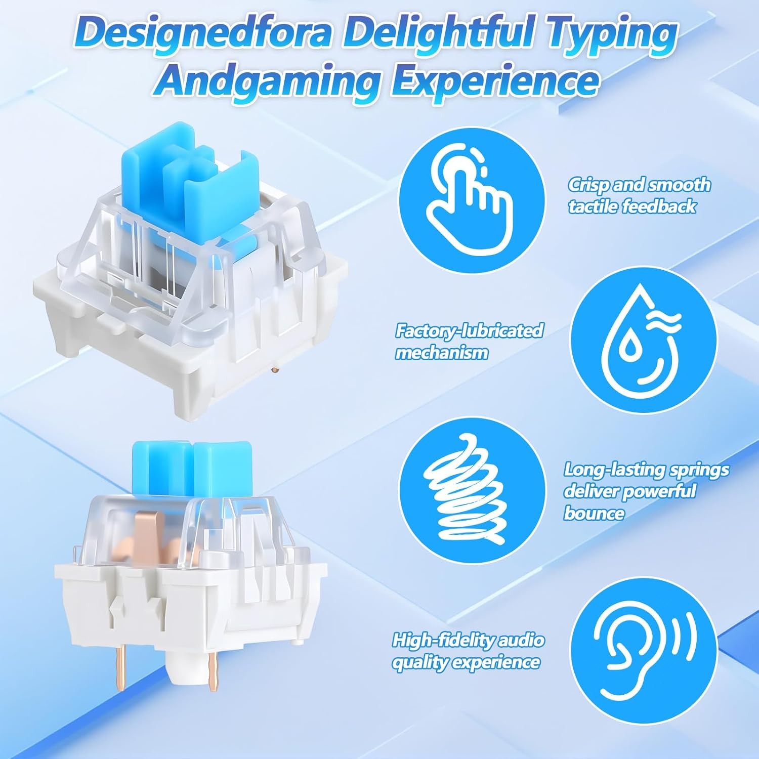 100 Practical Blue Switches, H - Gaming Keyboard Types incelemesi ve fiyatı
