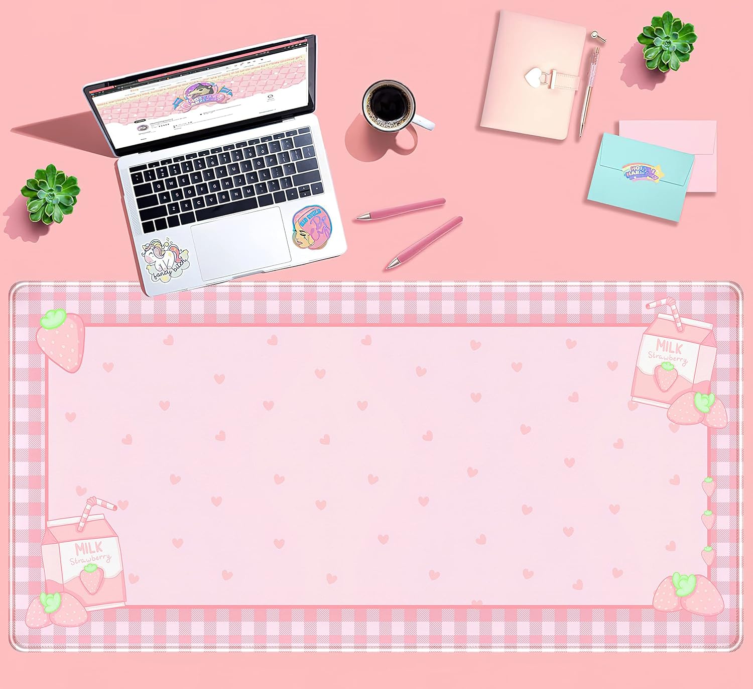 Cute Pink Plaid Desk Mat, Stra - Gaming Keyboard Mouse incelemesi ve fiyatı