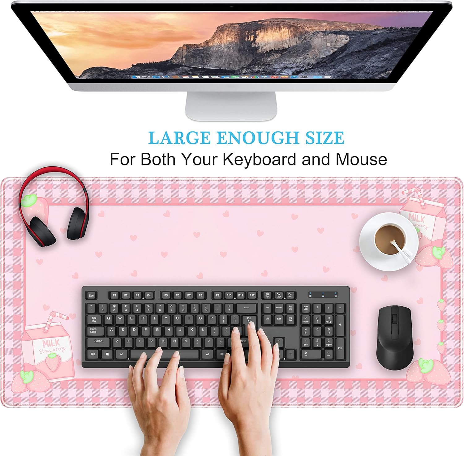 Cute Pink Plaid Desk Mat, Stra - Gaming Keyboard Mouse incelemesi ve fiyatı