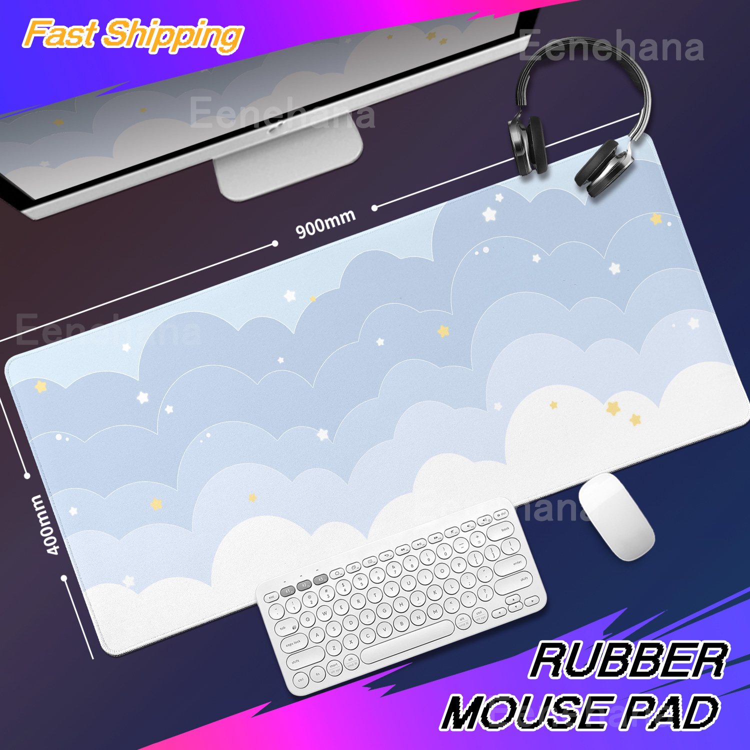 Light Blue Pink Clouds Desk Ma - Gaming Keyboard Blue incelemesi ve fiyatı