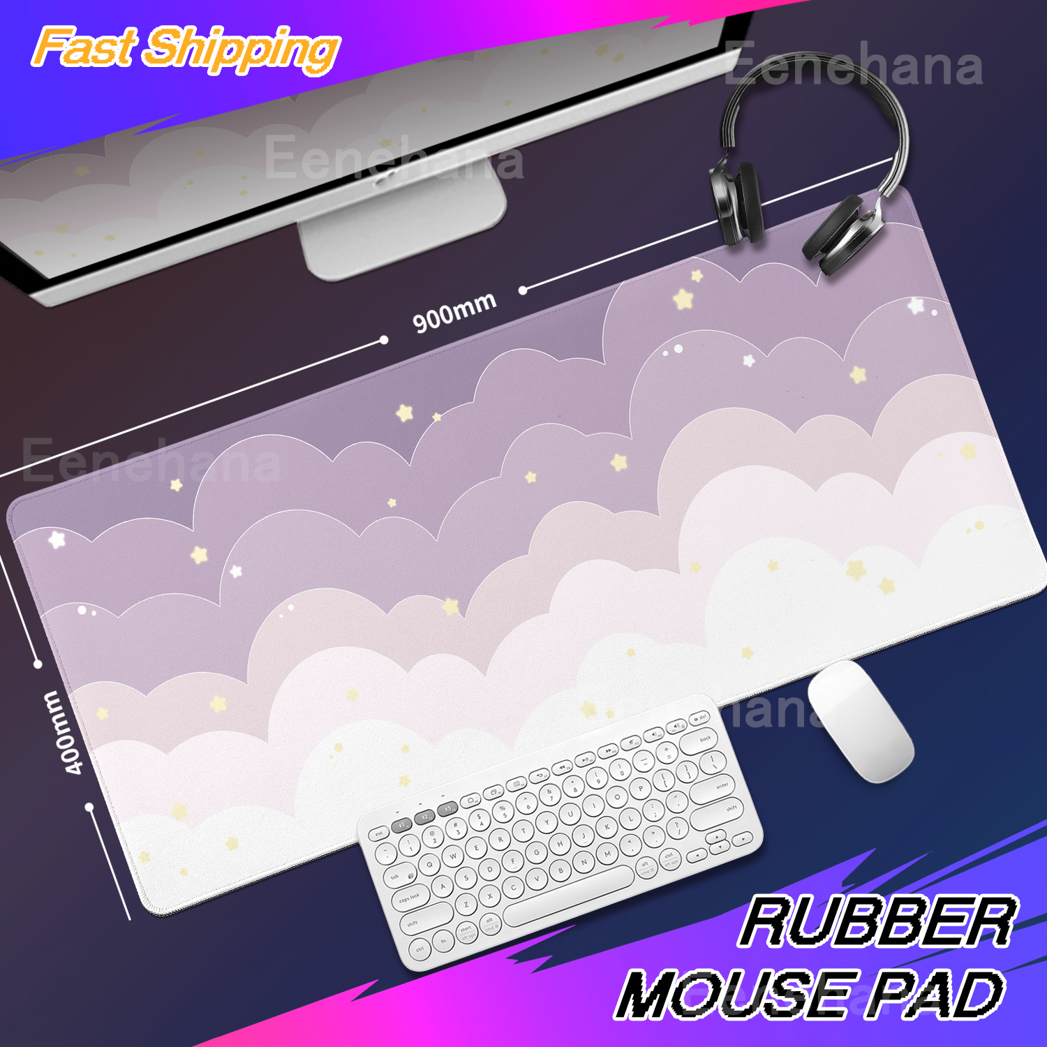 Light Blue Pink Clouds Desk Ma - Gaming Keyboard Blue incelemesi ve fiyatı