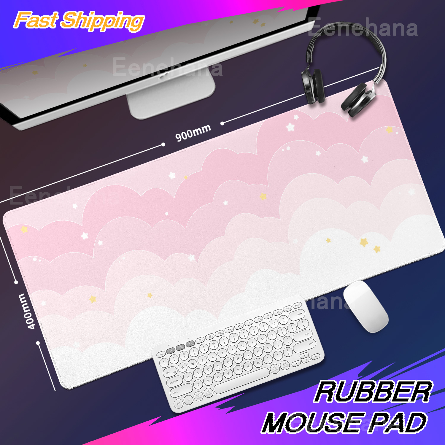 Light Blue Pink Clouds Desk Ma - Gaming Keyboard Blue incelemesi ve fiyatı